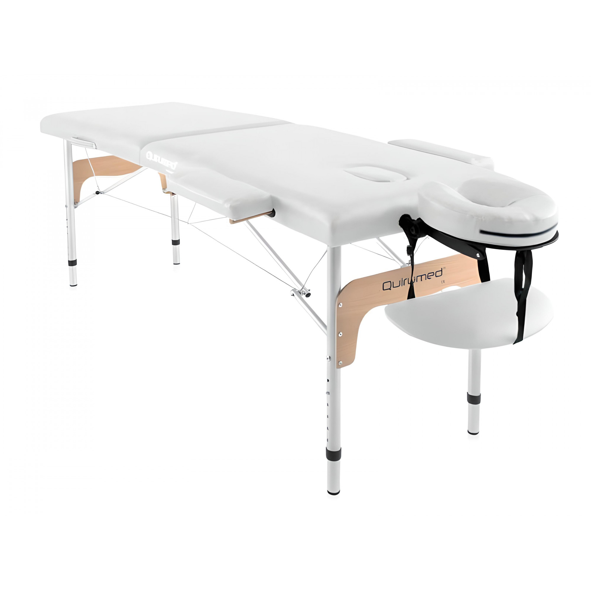Table de massage pliante en aluminium 180 x 60 cm sans dossier Blanc
