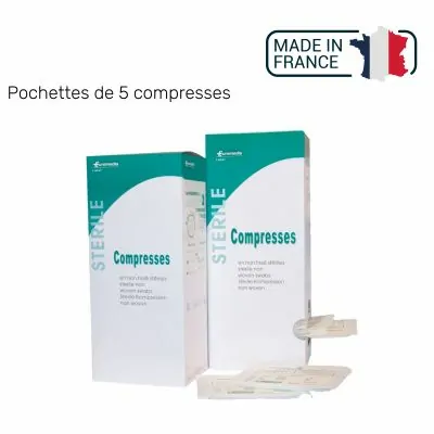 Compresse Non-tissée Stérile - 40g/m2 - Pochette de 5 compresses - Euromédis