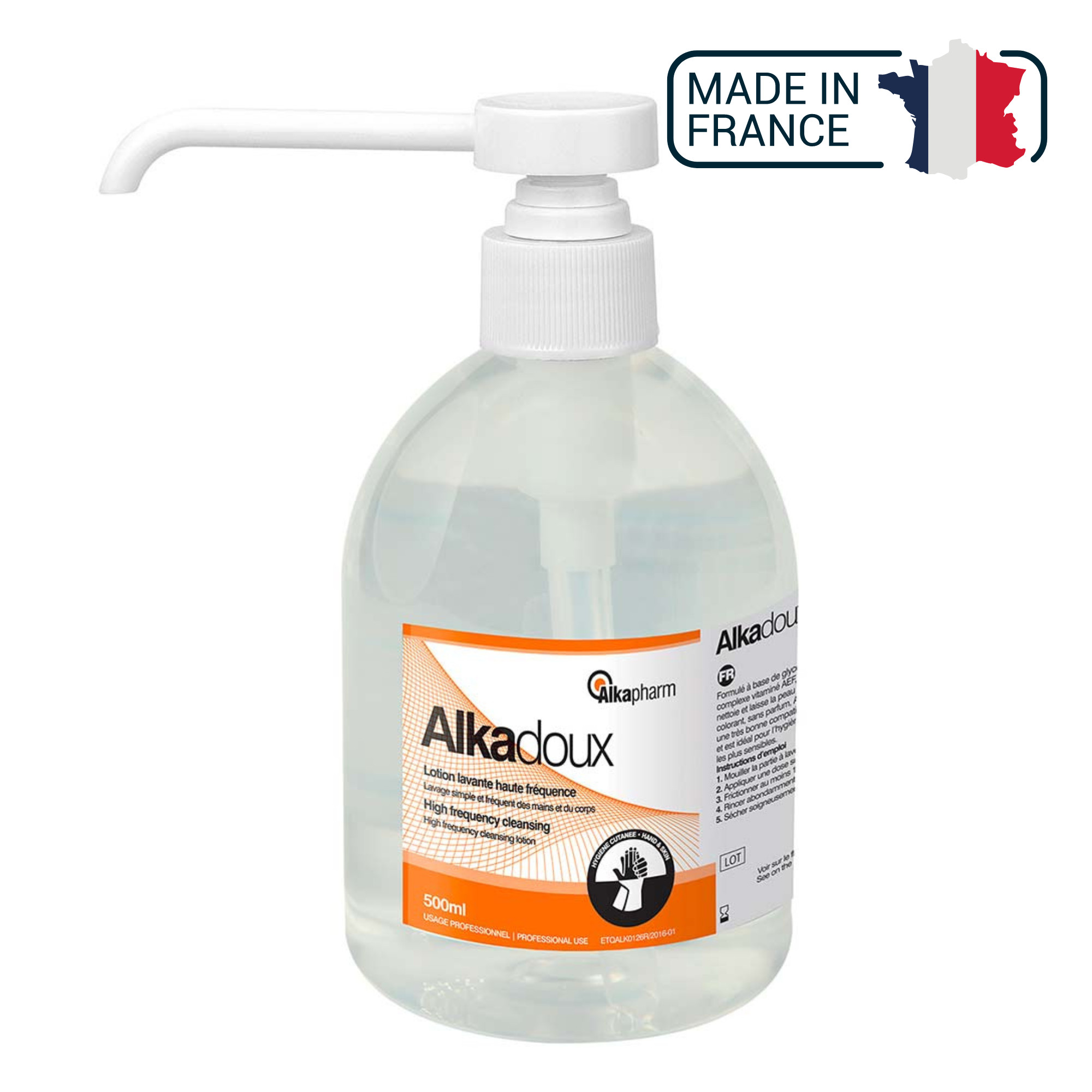 Alkadoux - Lotion lavante haute fréquence à pH neutre - Flacon pompe - 500 mL - Alkapharm