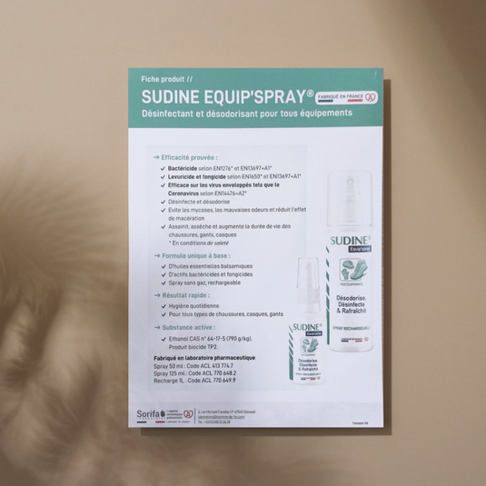 10 folletos Sudine Equip'Spray - Ficha de producto Mi Podología 