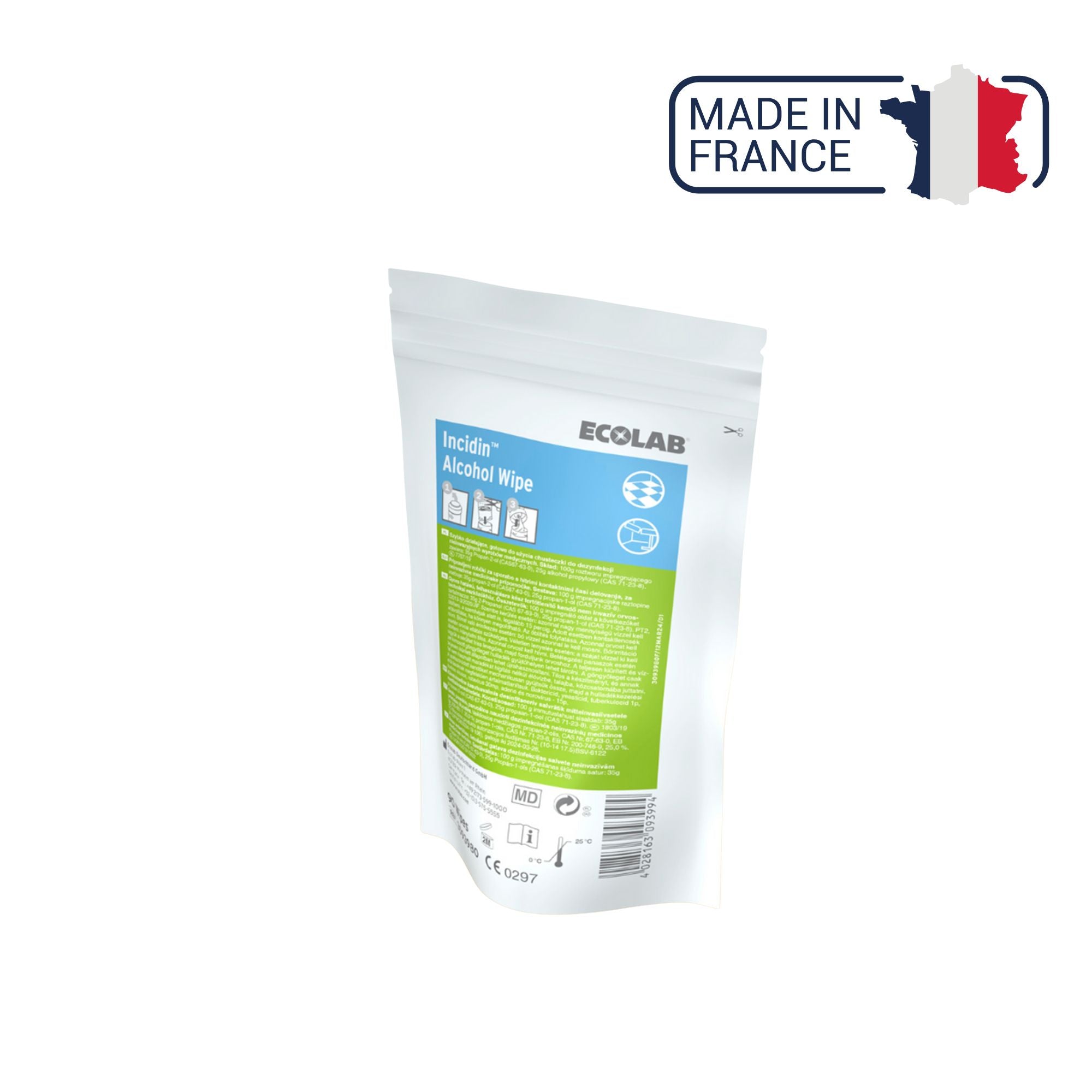 90 Lingettes Désinfectantes Incidin Alcohol Wipes - Boîte ou recharge - Ecolab by Anios Anios 