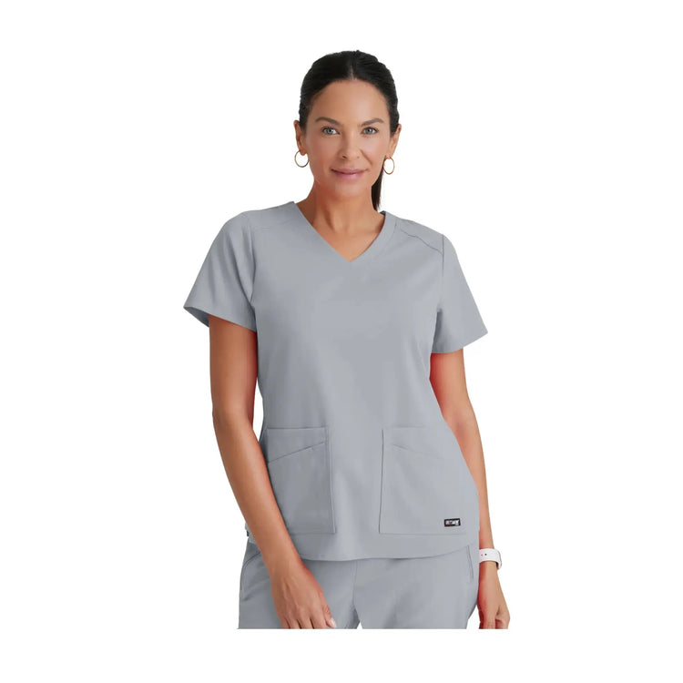 Aura - Túnica con cuello en V - Mujer - Grey's Anatomy Stretch Grey's Anatomy Light Grey / XL