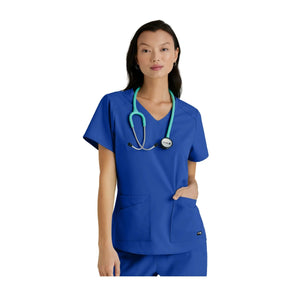 Aura - Túnica con cuello en V - Mujer - Grey's Anatomy Stretch Grey's Anatomy  Royal Blue / XL
