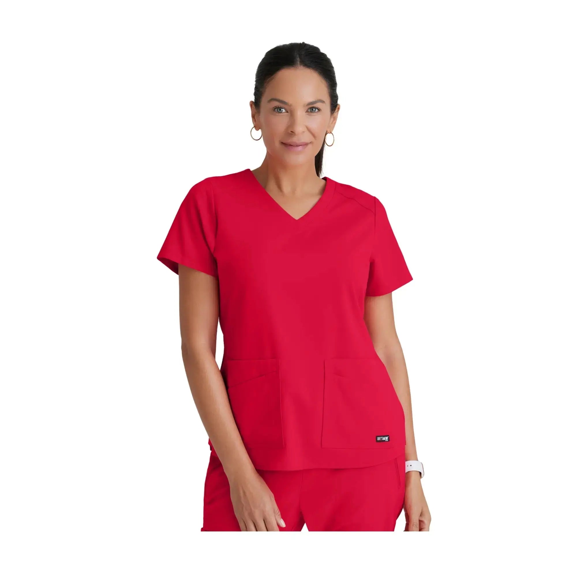 Aura - Túnica con cuello en V - Mujer - Grey's Anatomy Stretch Grey's Anatomy Red / XL