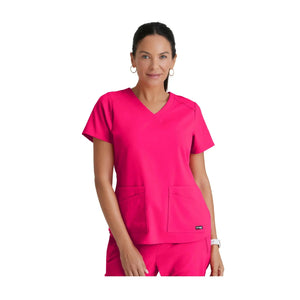 Aura - Túnica con cuello en V - Mujer - Grey's Anatomy Stretch Grey's Anatomy Rosa Fucsia / XL