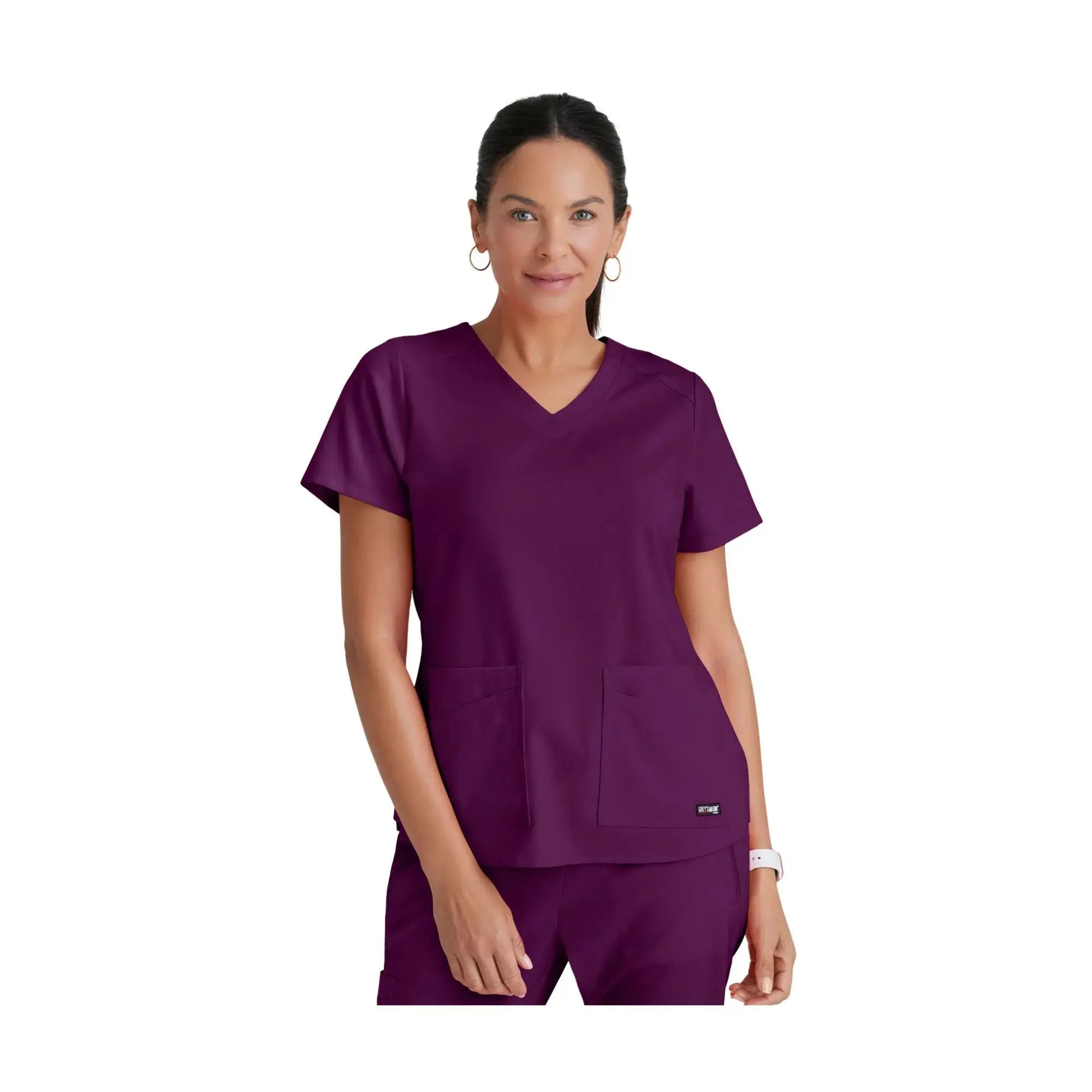 Aura - Túnica con cuello en V - Mujer - Grey's Anatomy Stretch Grey's Anatomy Burdeos / XL