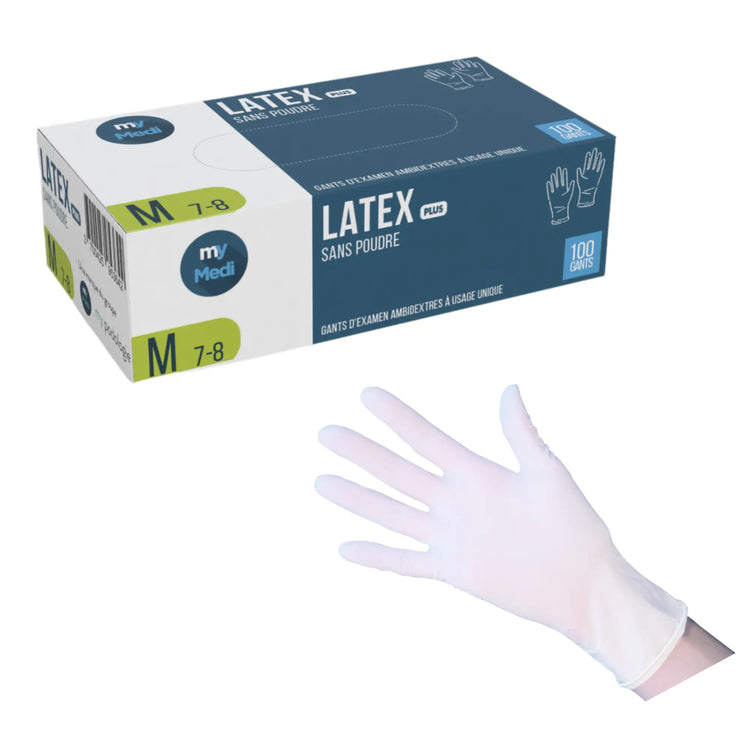 Gants d'examen - Latex - Sans poudre - Ambidextres - Boite de 100 - My Médical My Medical 