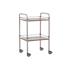 Tavolino in acciaio inox - 2 vassoi - 90 x 55 x 80 cm - Gallerie rimovibili