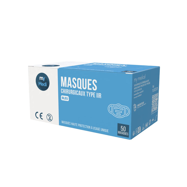 Masque chirurgical 3 plis de type II - Norme EN14683 - Certification My Podologie Masque chirurgical 3 plis de type II - Norme EN14683 - Certification My Podologie