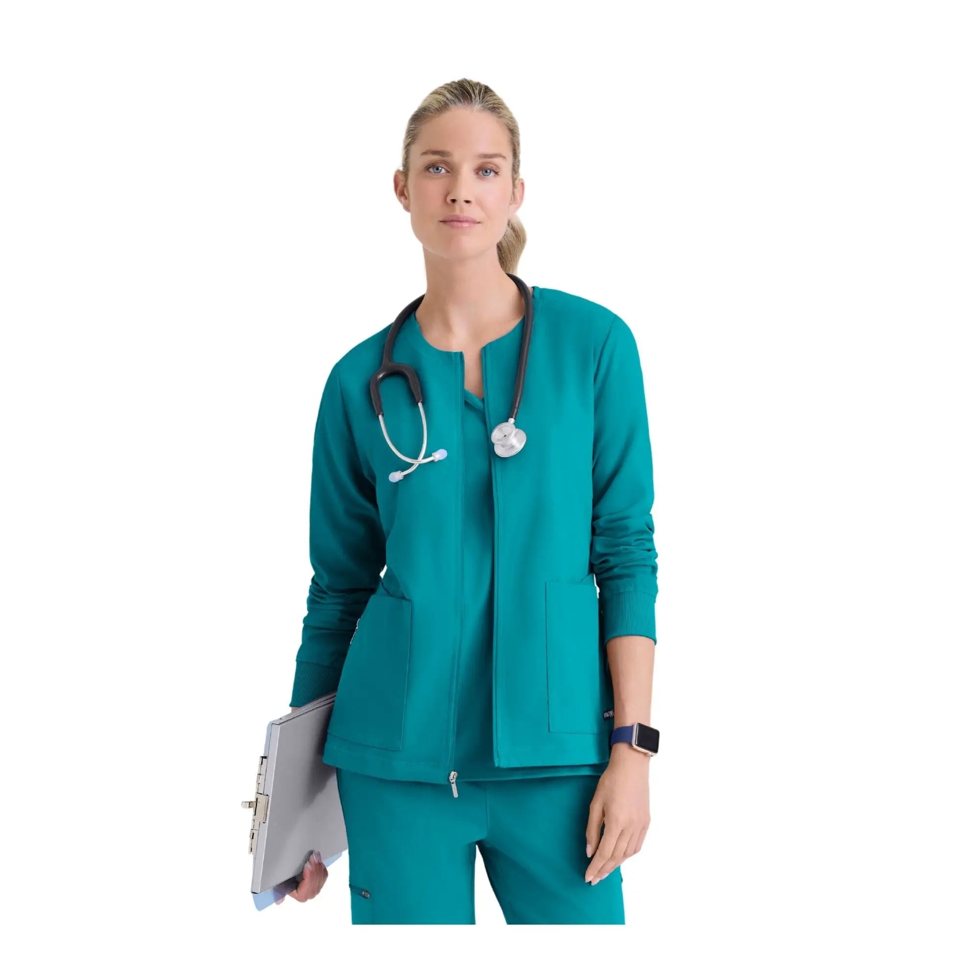 Mila - Chaqueta médica con cuello redondo - Mujer - Grey's Anatomy Stretch Grey's Anatomy 