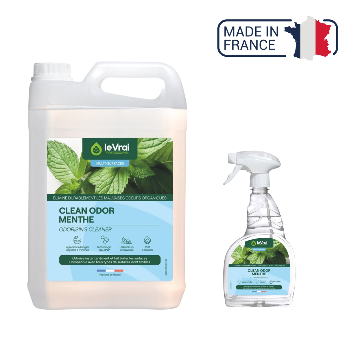Nettoyant Clean Odor Menthe - Deux contenances disponibles - Le vrai professionnel