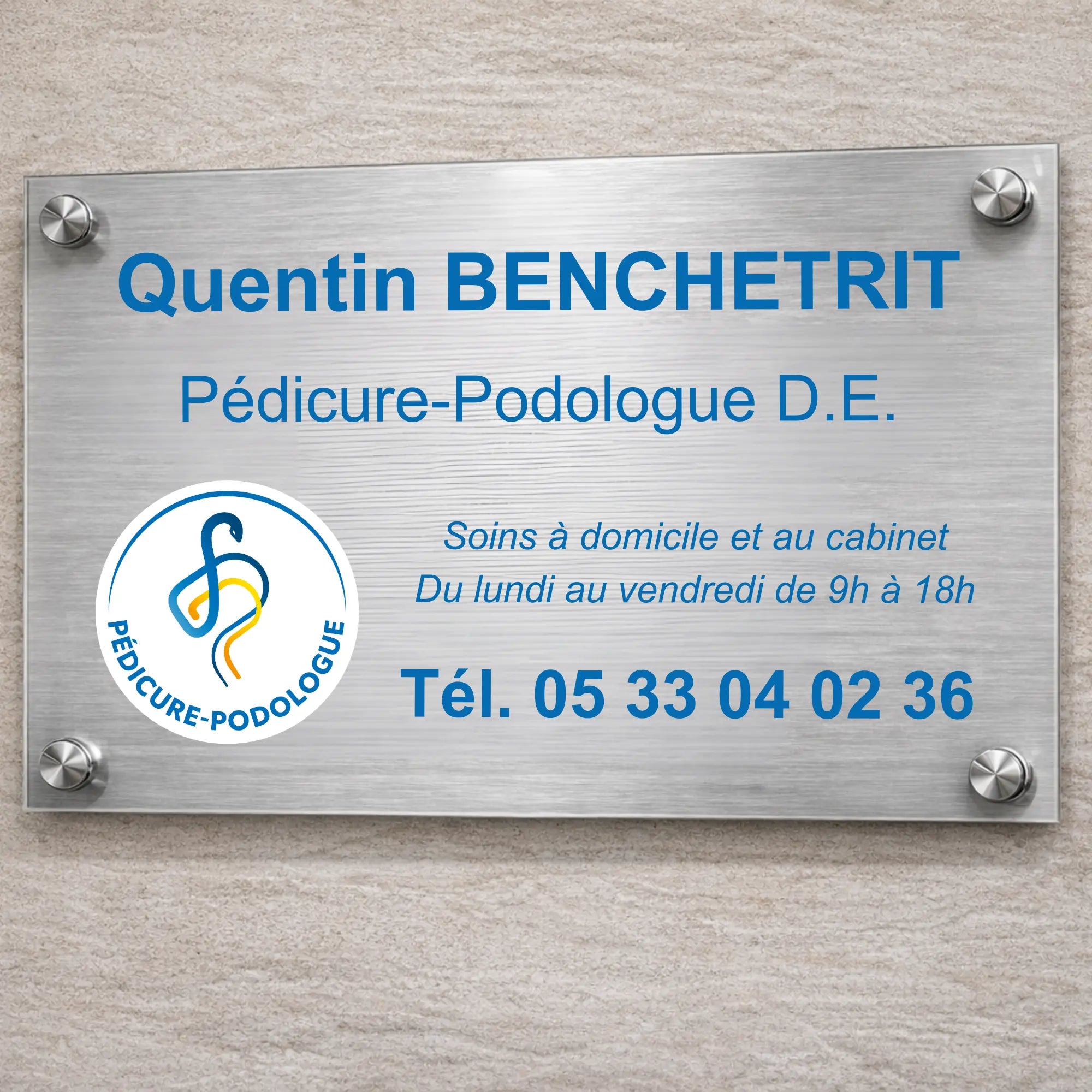 Plaque professionnelle Pédicure-Podologue personnalisable My Podologie 